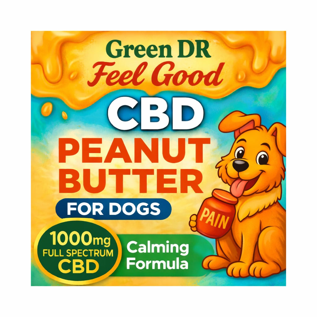 CBD Dog Peanut Butter for Anxiety and Joint Relief 1000mg Full Spectrum Green DR CBD