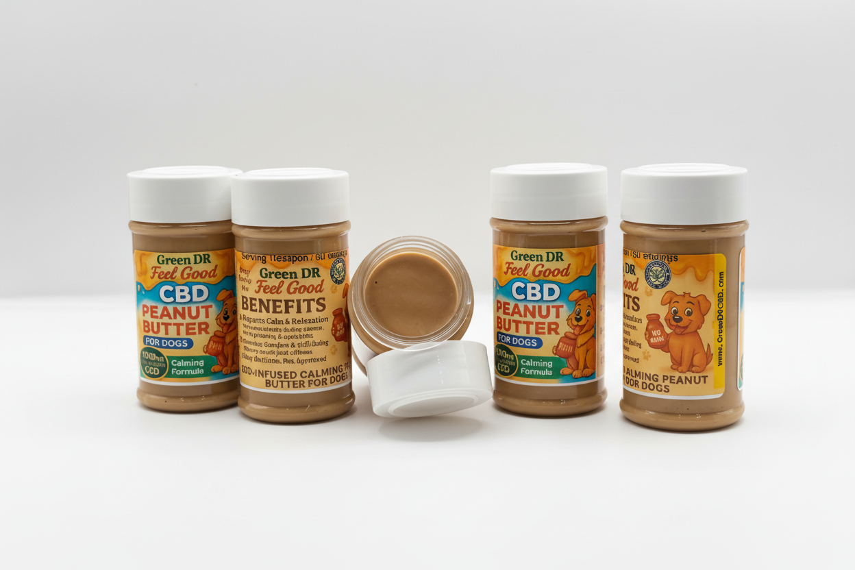 CBD Dog Peanut Butter for Anxiety and Joint Relief 1000mg Full Spectrum Green DR CBD