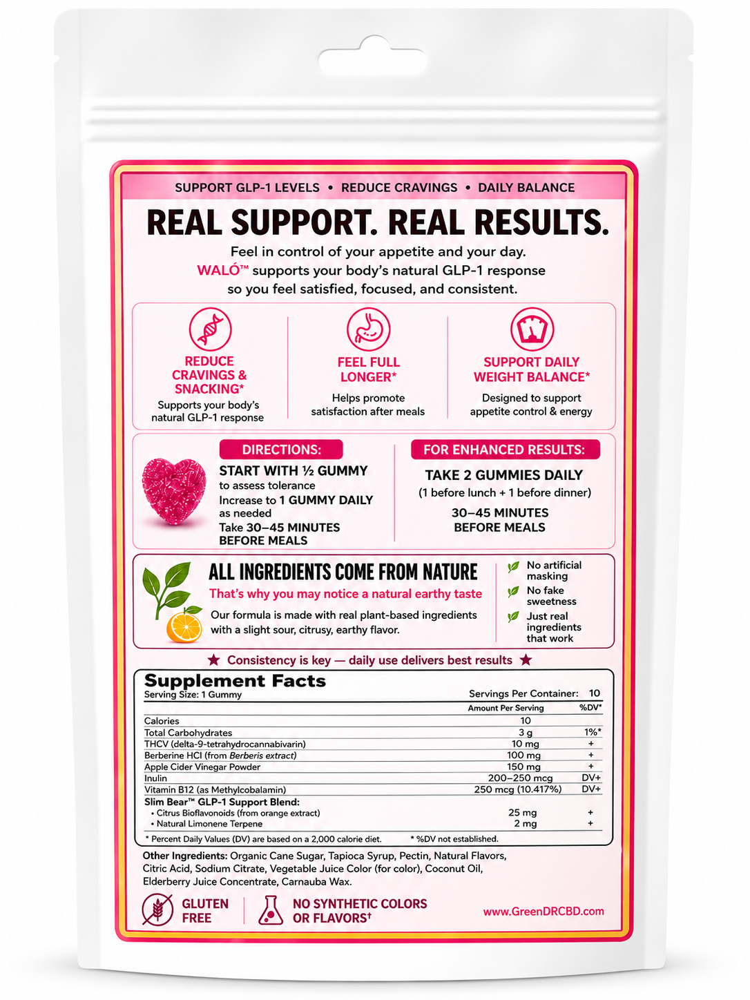 GLP-1 Support Gummies with THCV - WALŌ™ Slim Bear System - The Original Green DR CBD