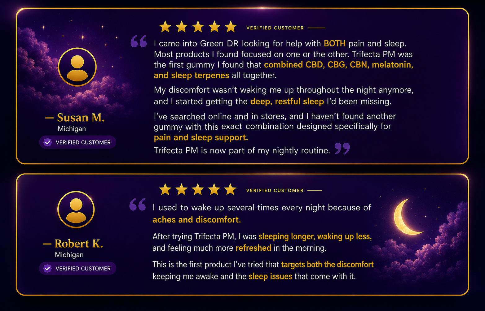 Trifecta PM Pain & Sleep Gummies | CBD, CBG, CBN + Melatonin | Green DR - The Original Green DR CBD