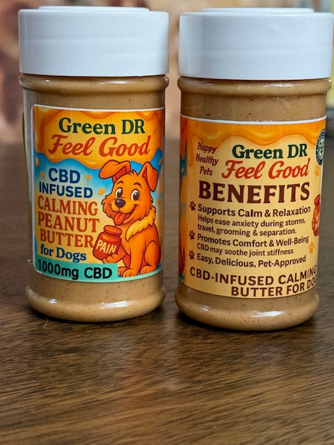 Green DR Feel Good – Calming CBD Peanut Butter for Dogs 1000mg full spectrum CBD