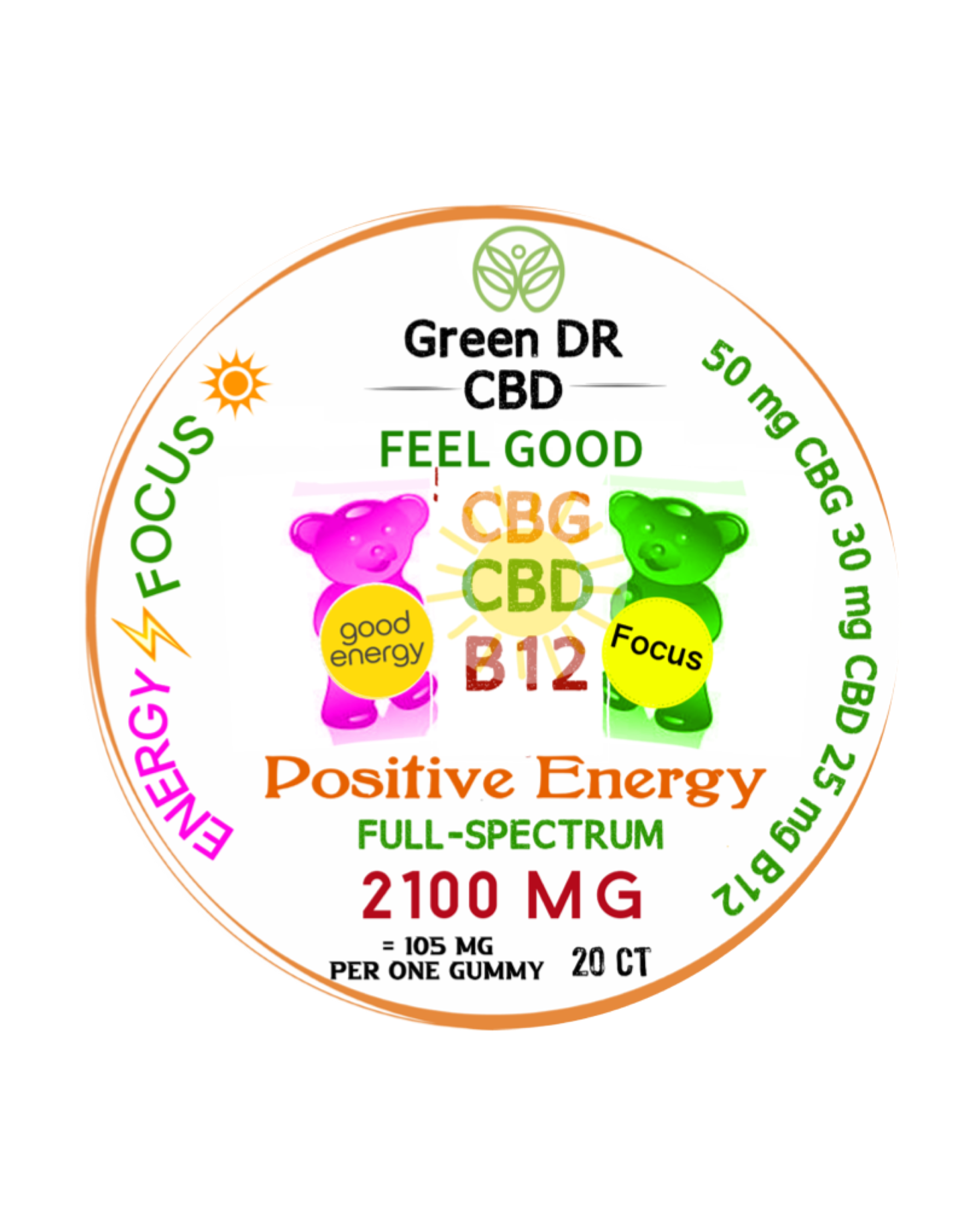 CBD Energy Gummy Bears - The Original Green DR CBD