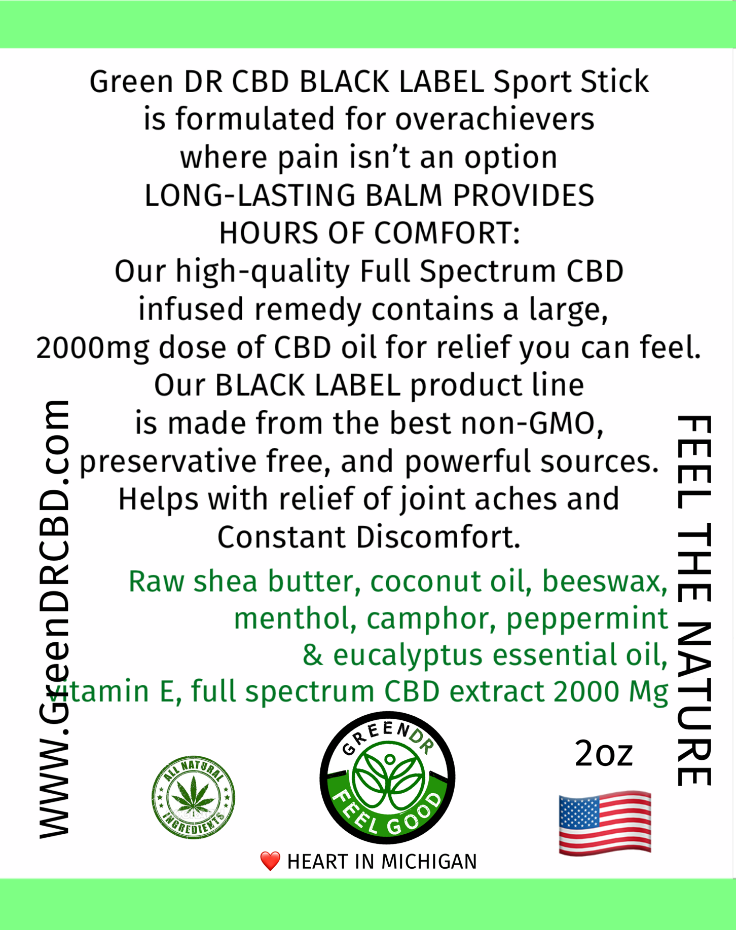 CBD Sports Stick (2000mg) - The Original Green DR CBD