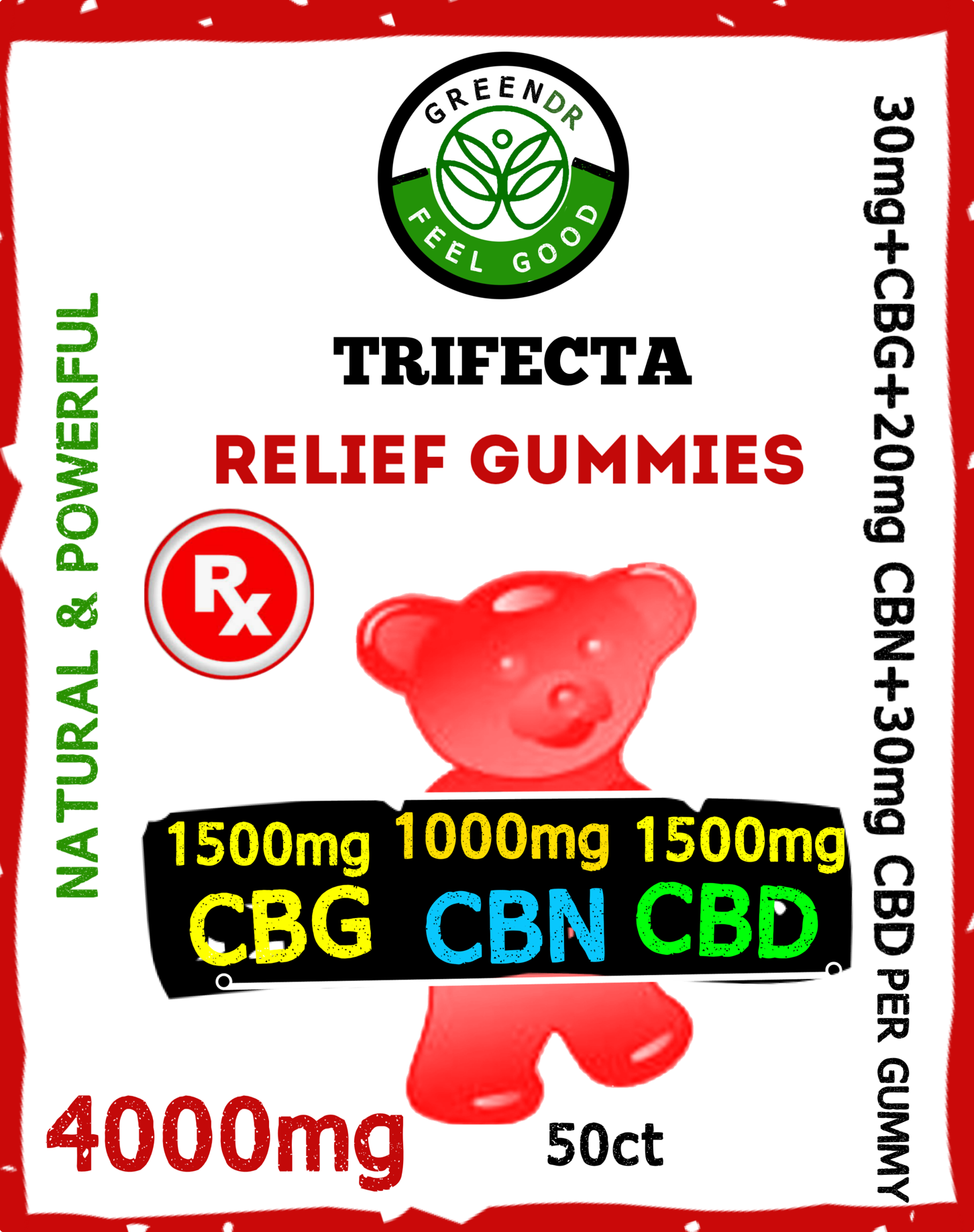 Trifecta CBD Pain Gummy Bears - The Original Green DR CBD