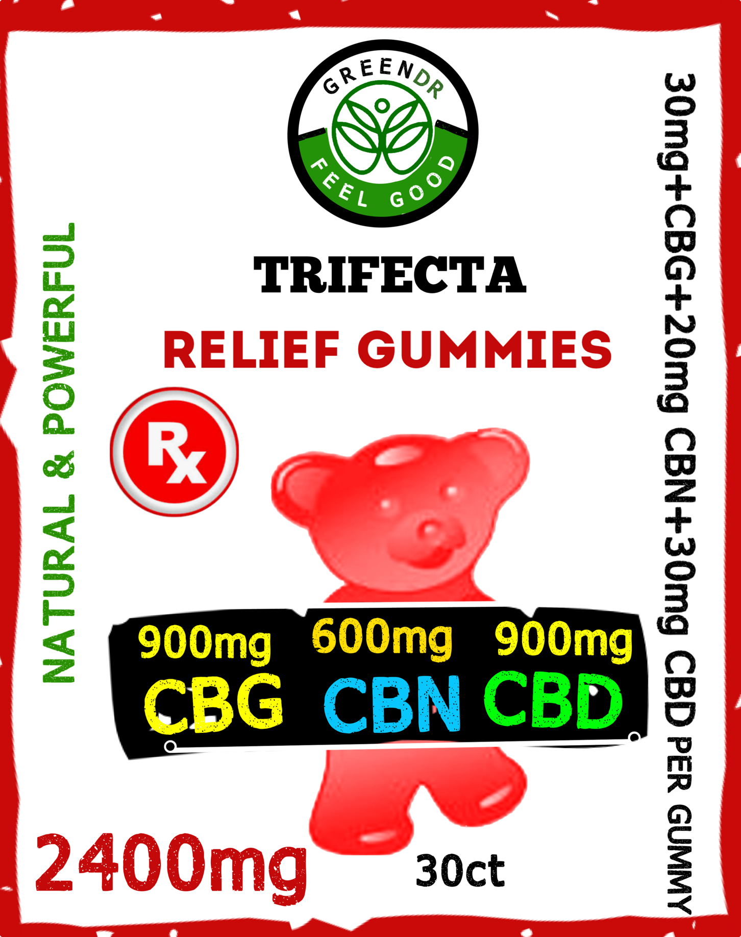 Trifecta CBD Pain Gummy Bears - The Original Green DR CBD