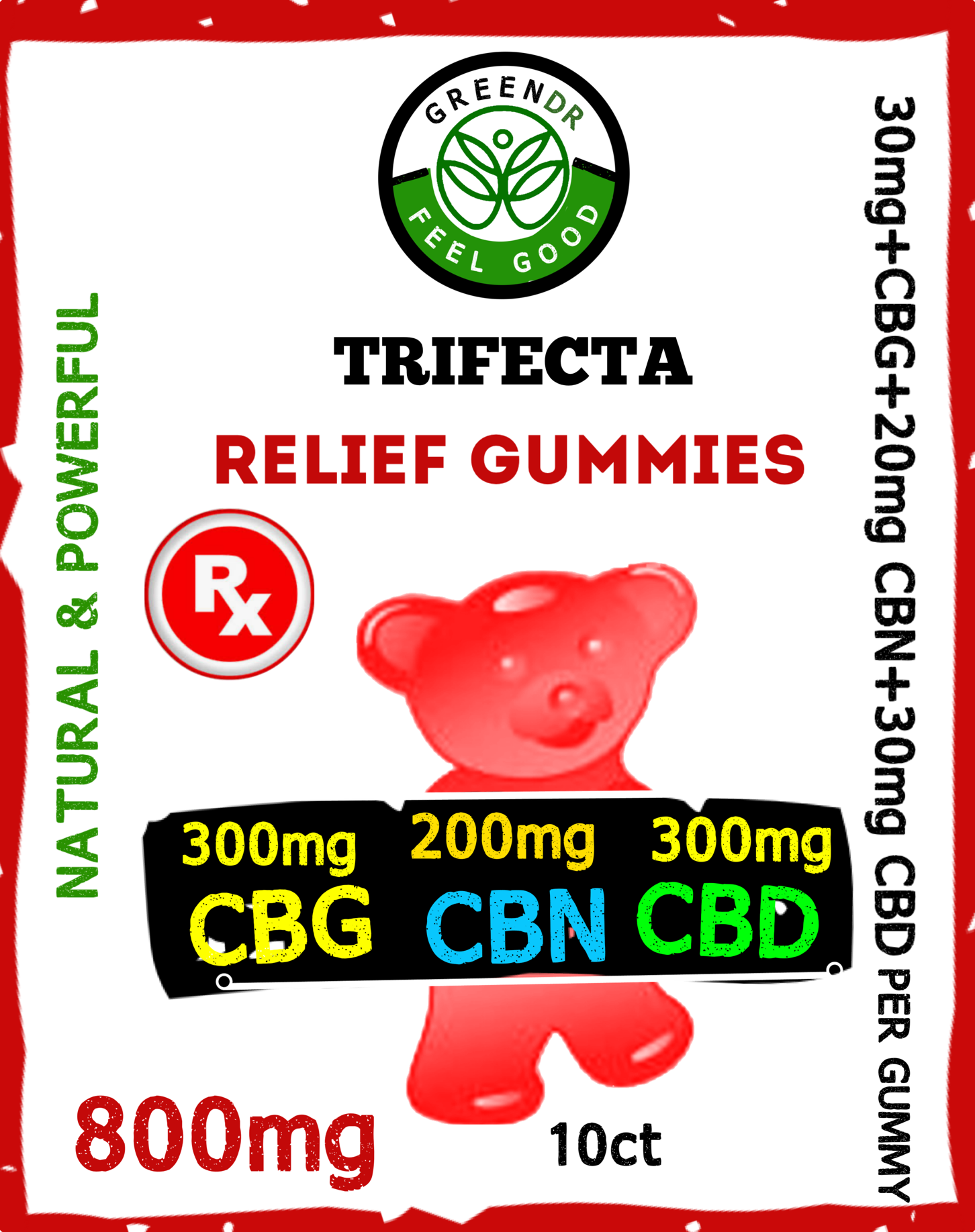 Trifecta CBD Pain Gummy Bears - The Original Green DR CBD