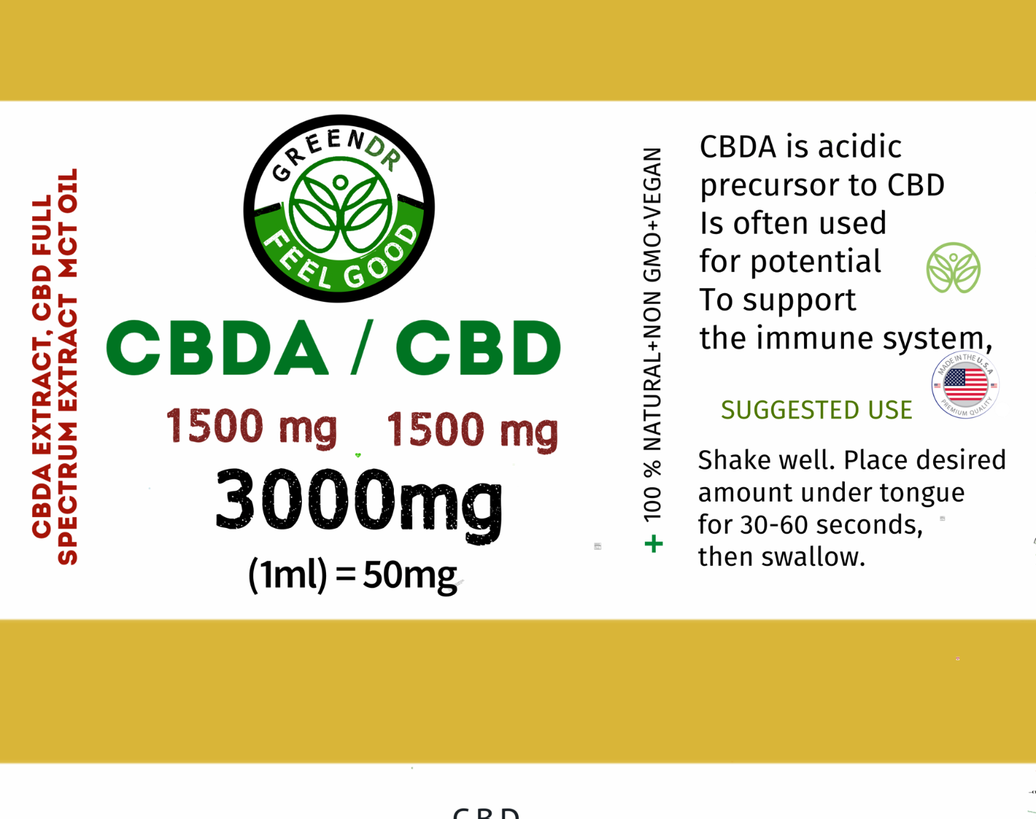 CBDA/CBD Tincture 3000mg - The Original Green DR CBD