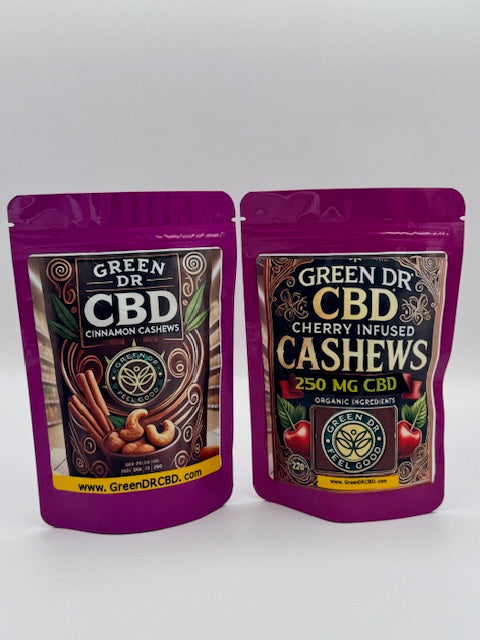 Green DR. CBD Cashews Cinnamon and Cherry infused-250mg CBD snacks