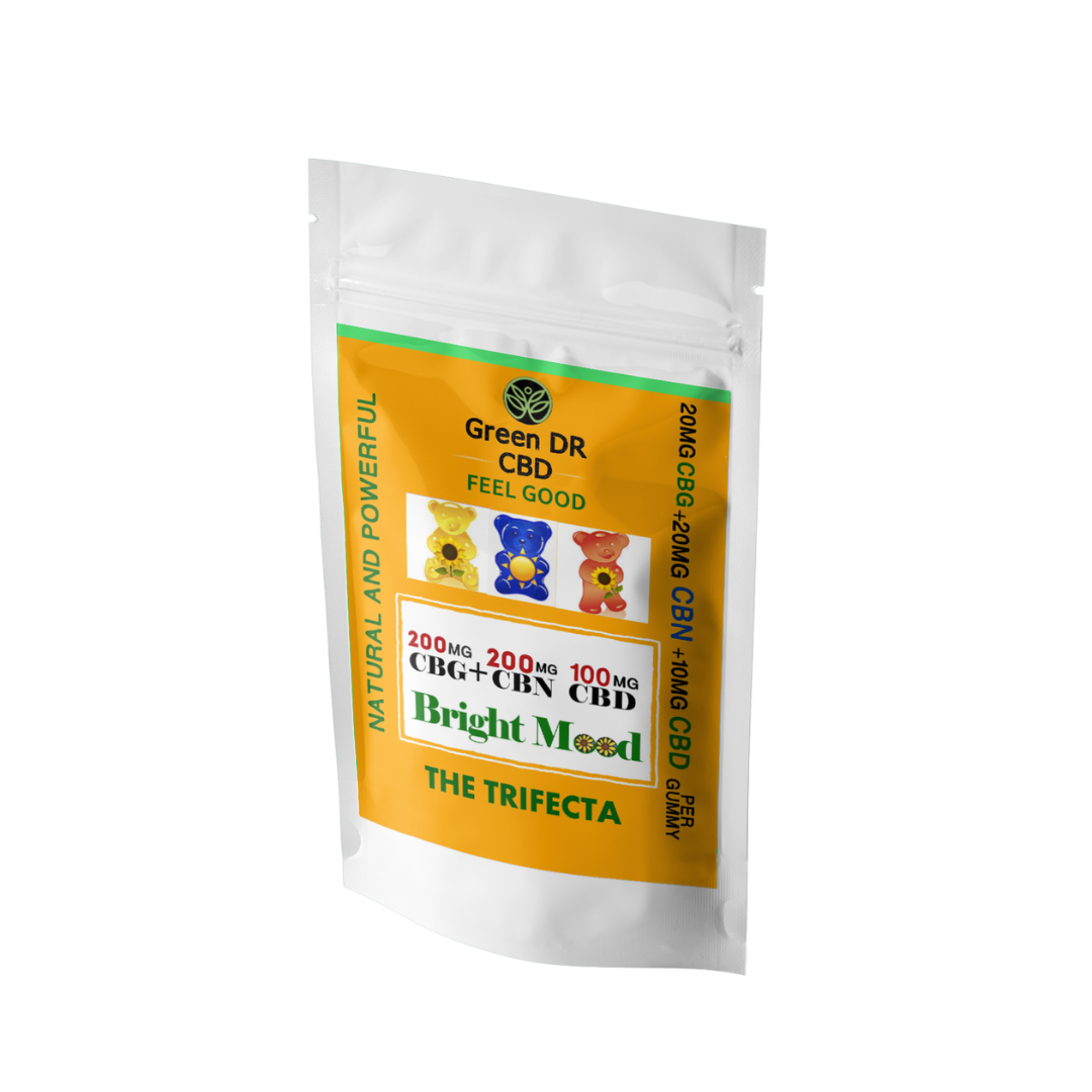 CBD CBG CBN Bright Mood Trifecta Gummy Bears - The Original Green DR CBD