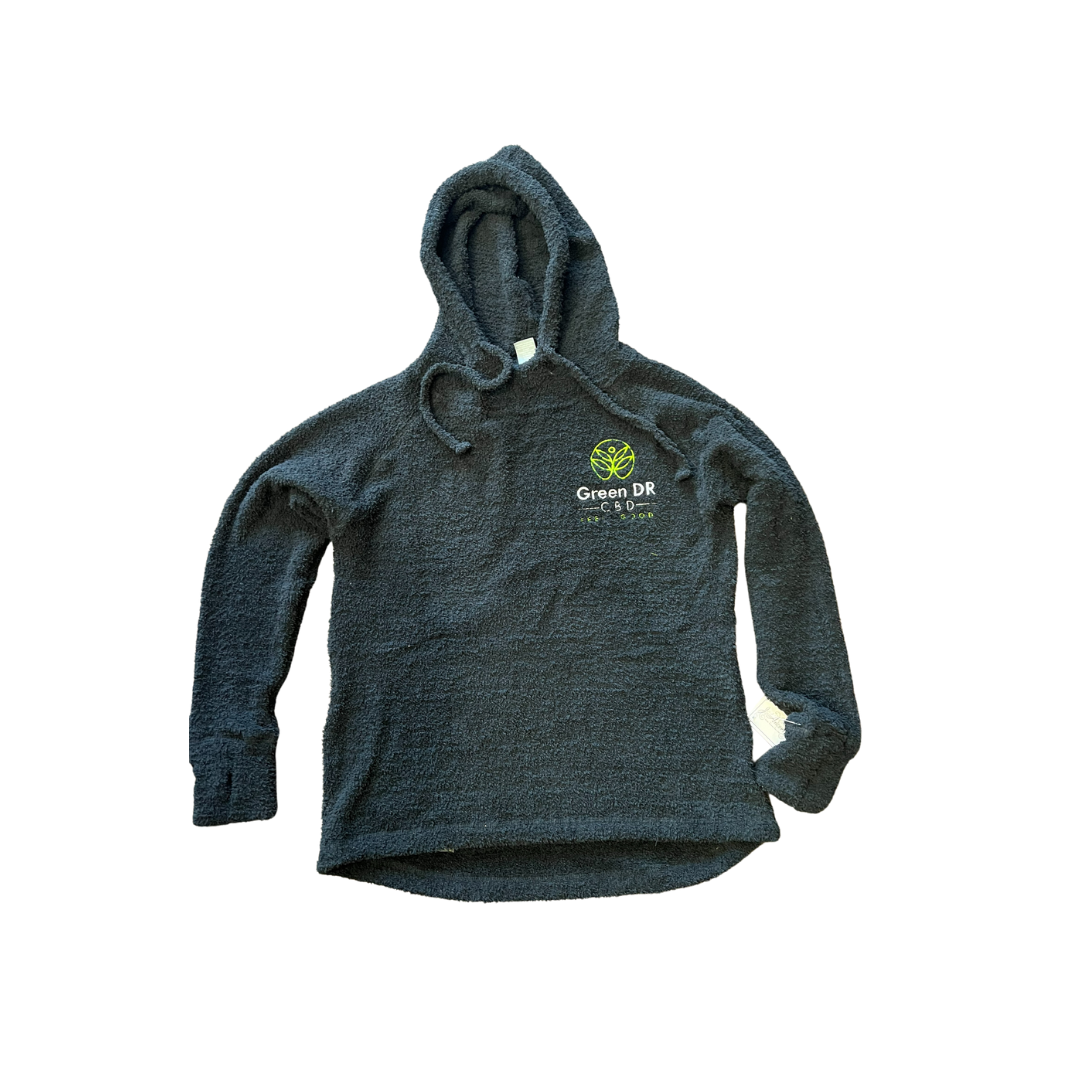 Fuzzy Black Pullover Hoodie - The Original Green DR CBD