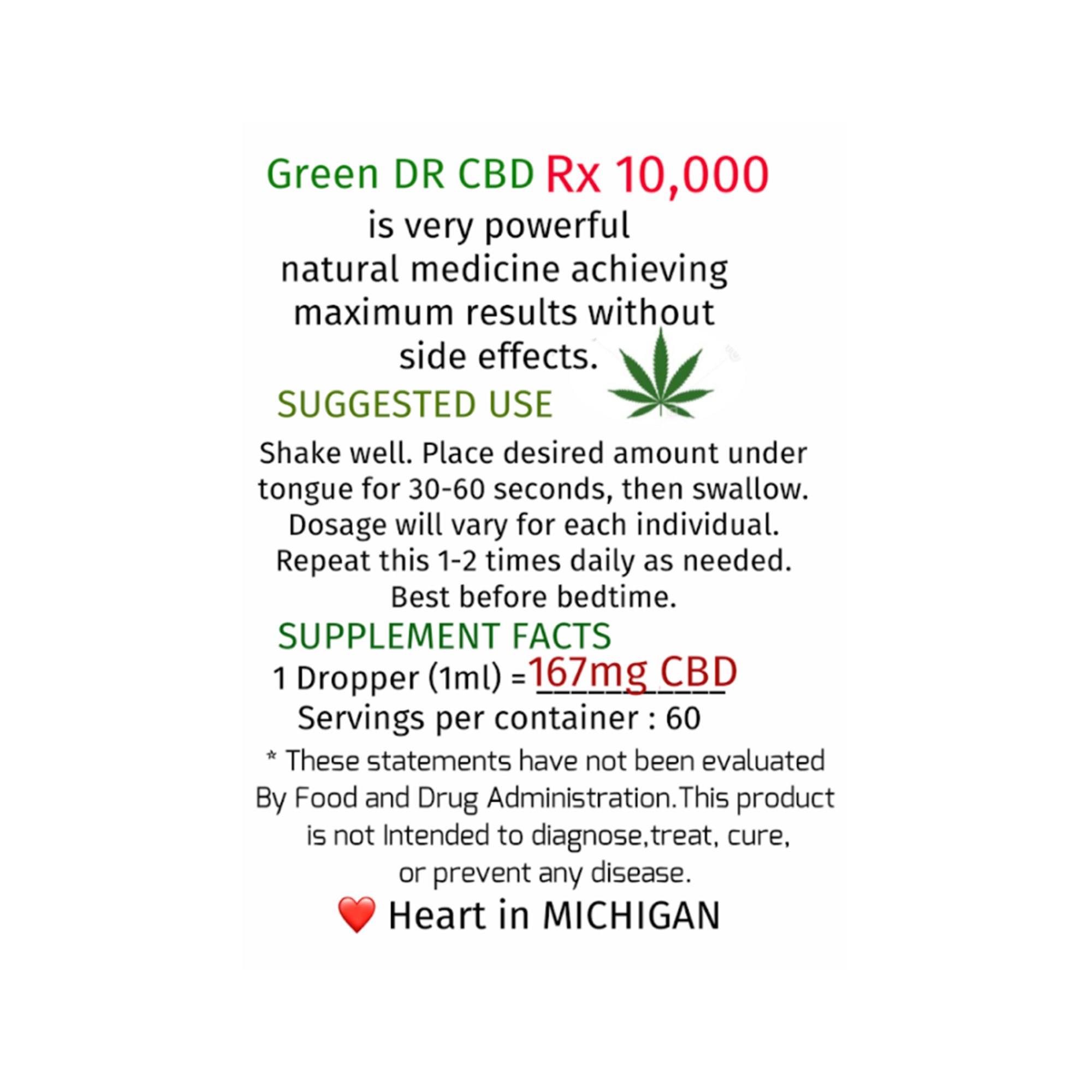 CBD Tincture (10,000mg) high potency CBD - The Original Green DR CBD