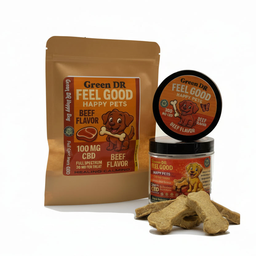 Beef CBD Dog Treats For Calming Anxiety and Joint Pain Relief Green DR CBD 