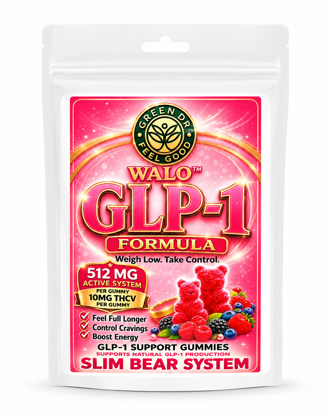 GLP-1 Support Gummies with THCV - WALŌ™ Slim Bear System - The Original Green DR CBD