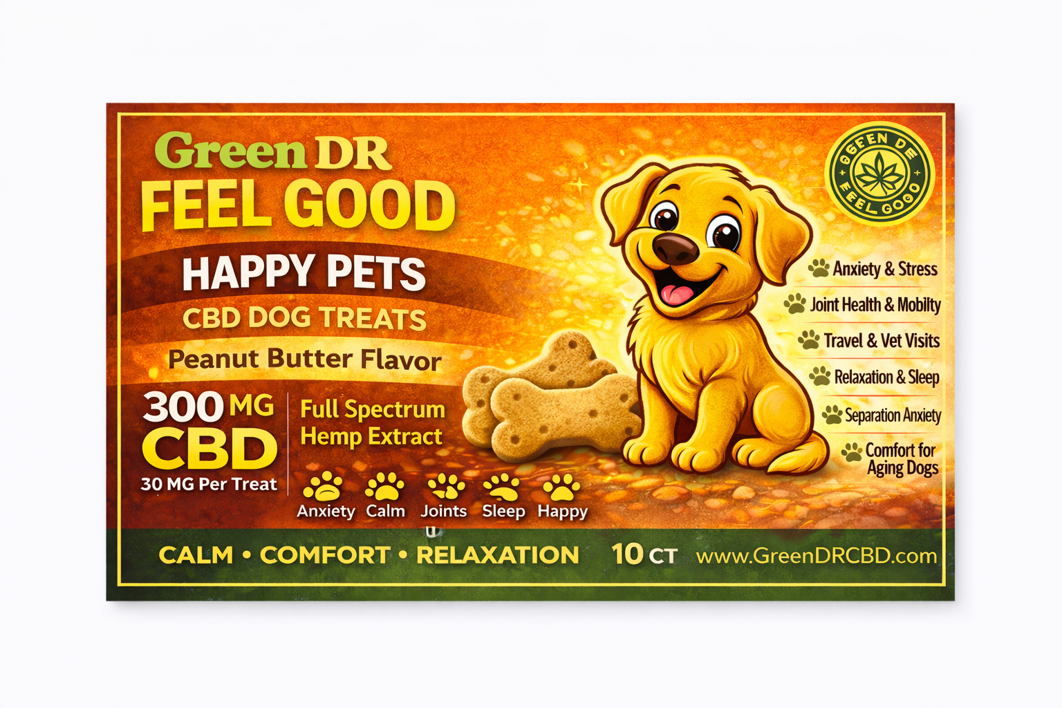 The Best CBD Dog Treats for Anxiety & Joint Relief - Peanut Butter - The Original Green DR CBD