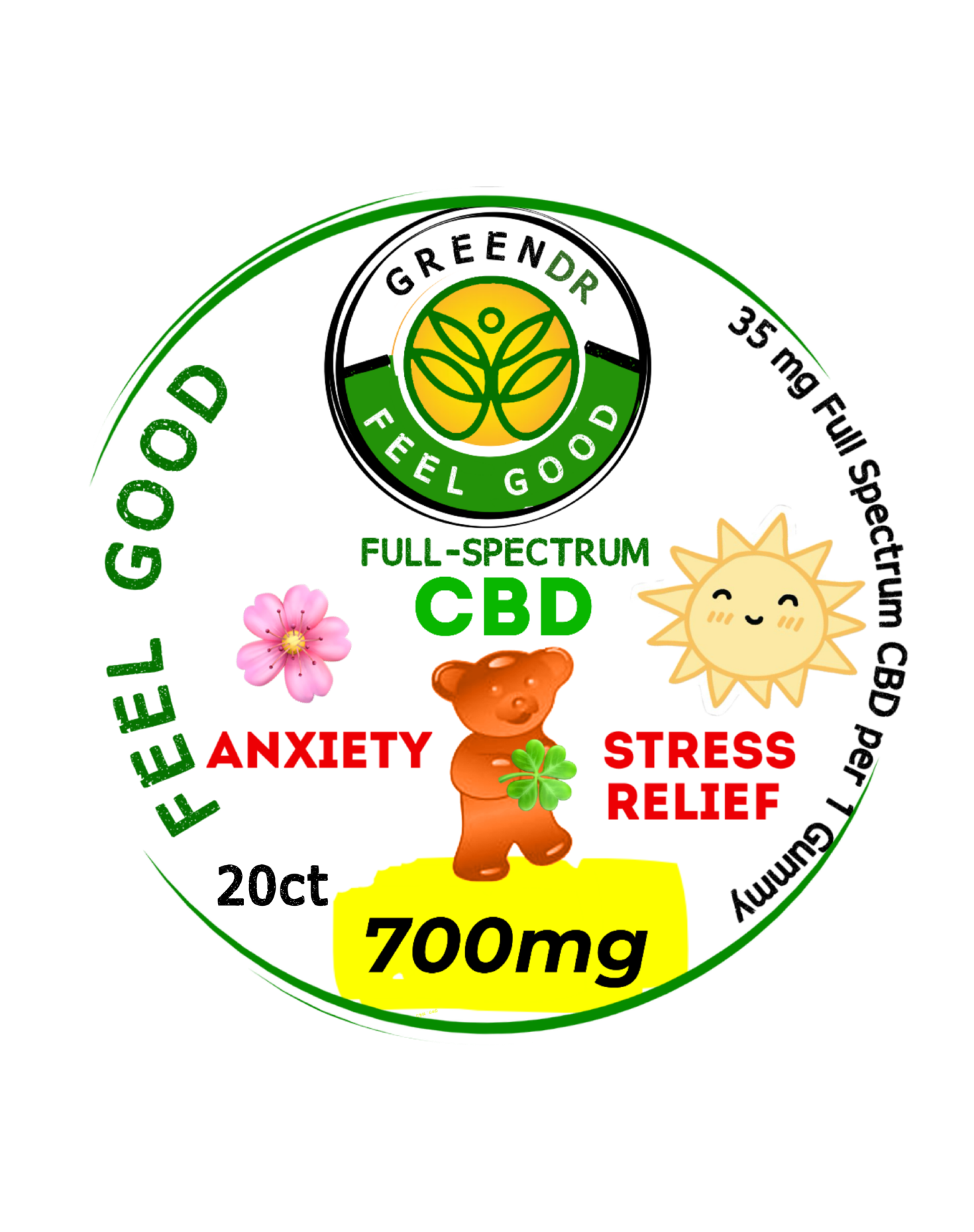 CBD LIVE RESIN Anxiety stress relieve gummies - The Original Green DR CBD