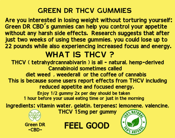 Best THCV gummies for weight loss & Energy Green DR SLIM BEAR 15mg THCV per gummy