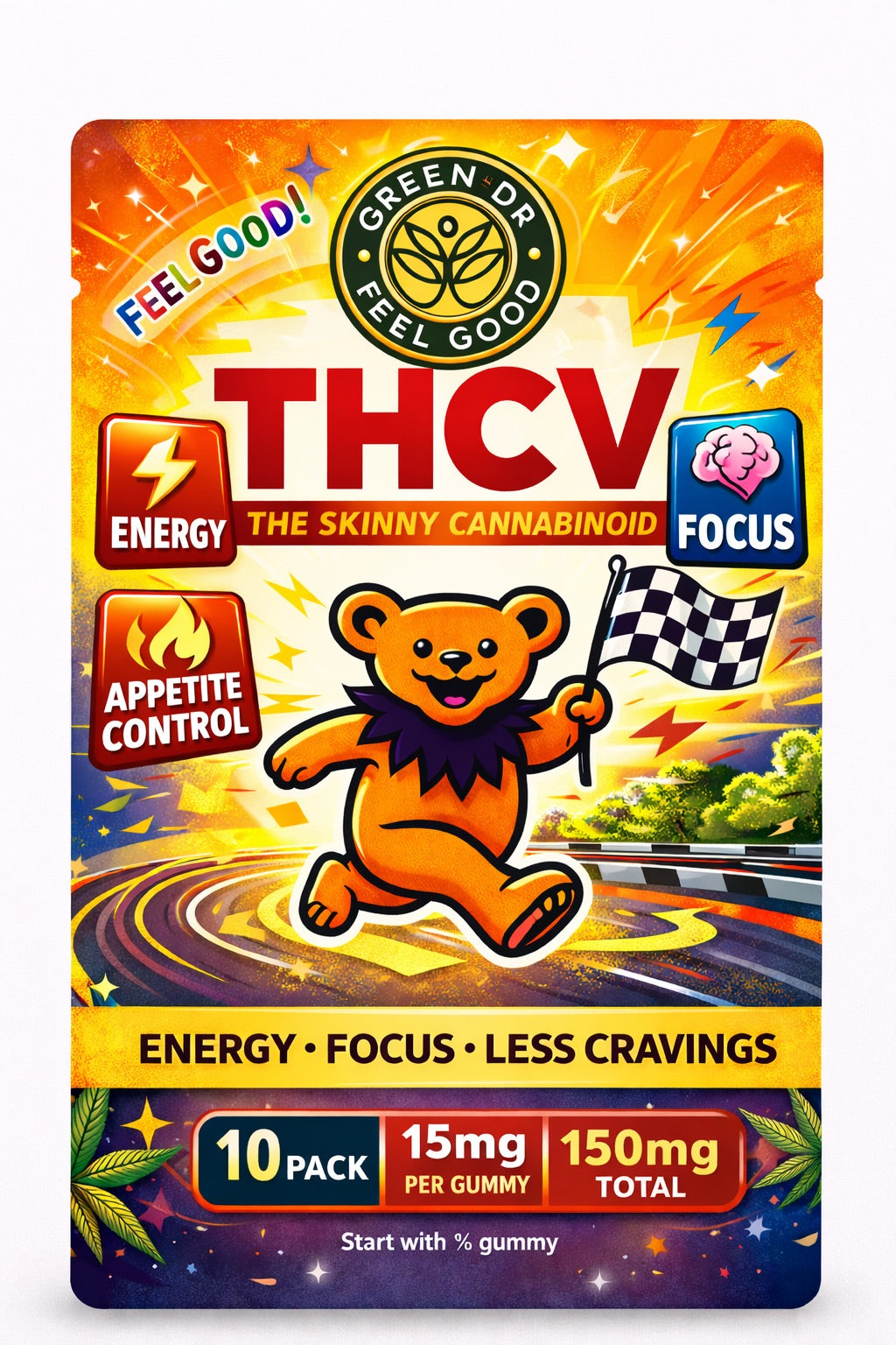 Green DR CBD THCV Reduce Cravings Weight Loss Gummies For Energy Focus and Appetite Control