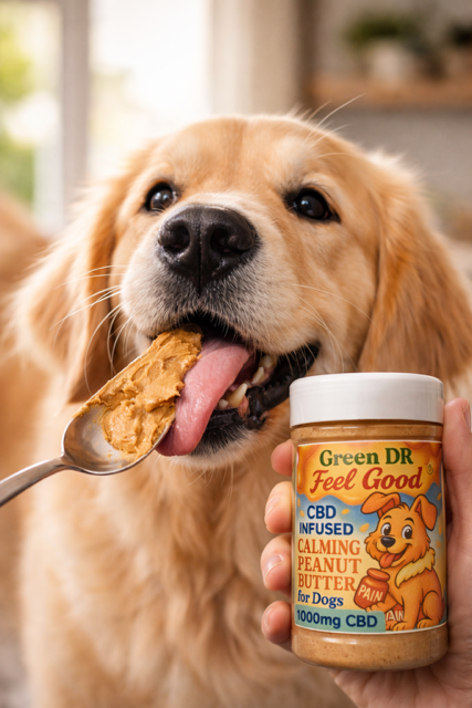 Green DR Feel Good – Calming CBD Peanut Butter for Dogs 1000mg full spectrum CBD